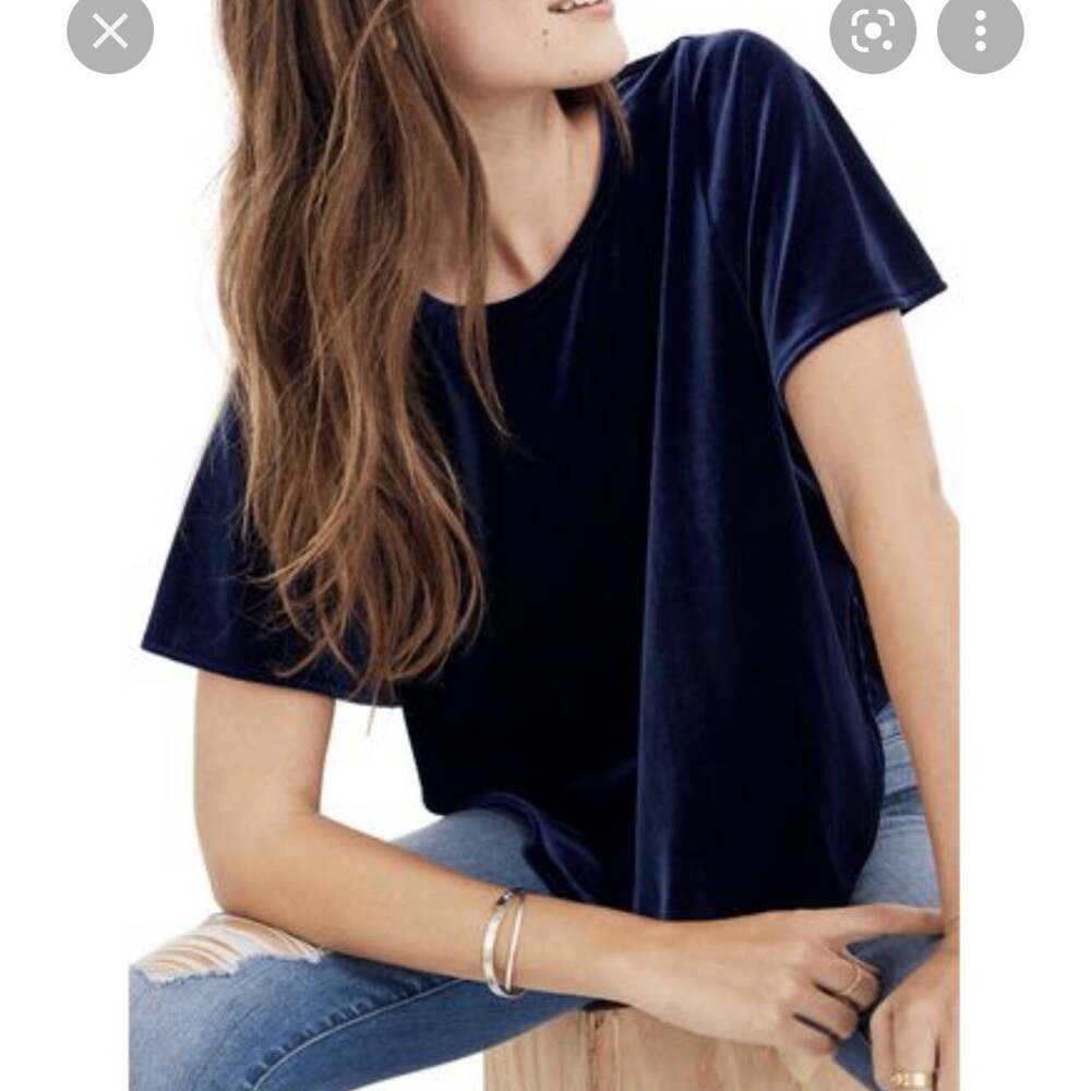 Madewell Velvet Butterfly Top Size M Medium Deep Navy Womens